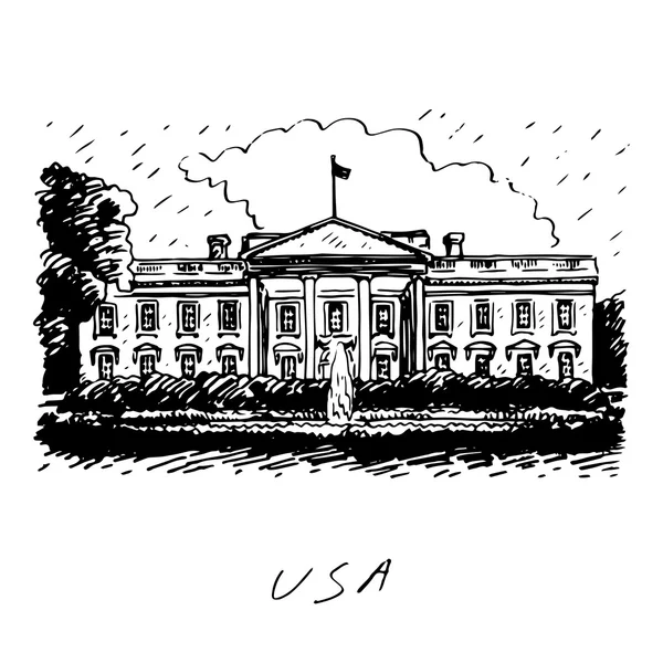 The White House, Washington DC, Stati Uniti . — Vettoriale Stock