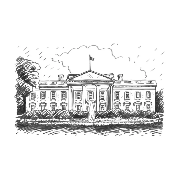 The White House, Washington DC, Stati Uniti . — Vettoriale Stock