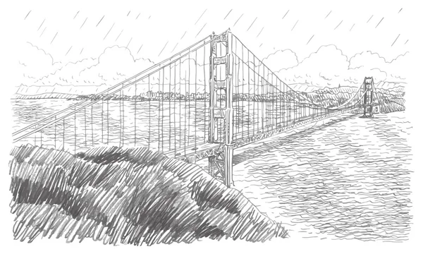 美国加利福尼亚州旧金山金门大桥. — 图库矢量图片