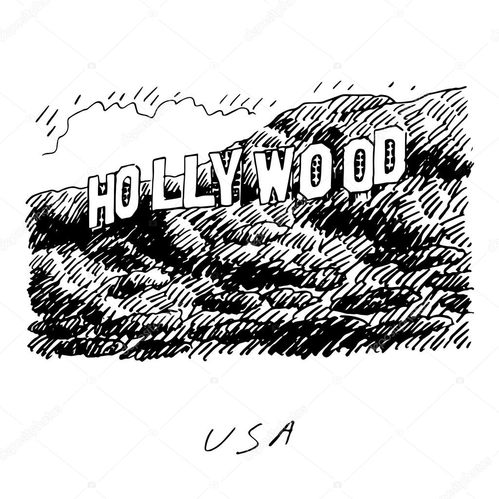 Hollywood Sign Los Angeles Califórnia Eua Imagem Vetorial De
