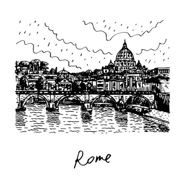 Roma, İtalya Tiber ve St. Peter's Katedrali, görüntüleme.