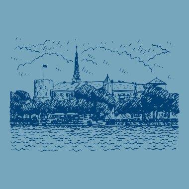 Riga, Letonya Daugava Nehri kıyısında Riga Castle.