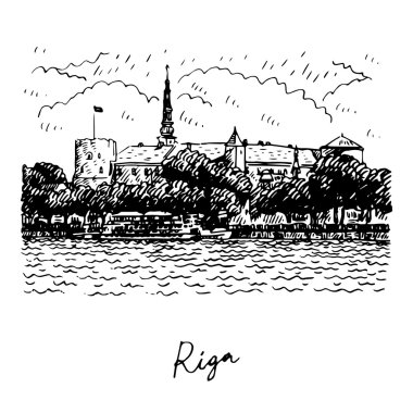 Riga, Letonya Daugava Nehri kıyısında Riga Castle.