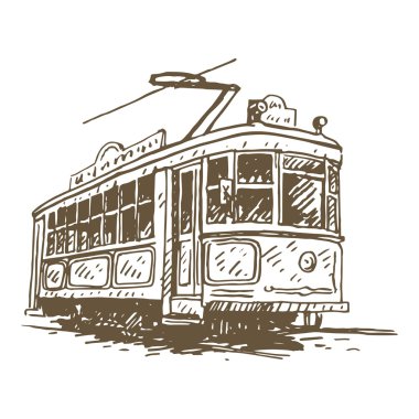 Retro tramvay. Resim vintage taşıma.