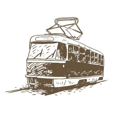 Retro tramvay. Resim vintage taşıma.