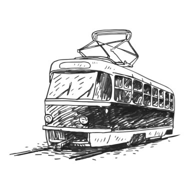 Retro tramvay. Resim vintage taşıma.