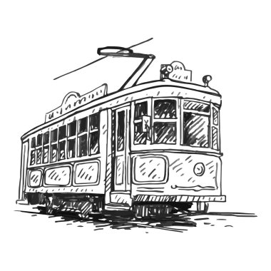Retro tramvay. Resim vintage taşıma.