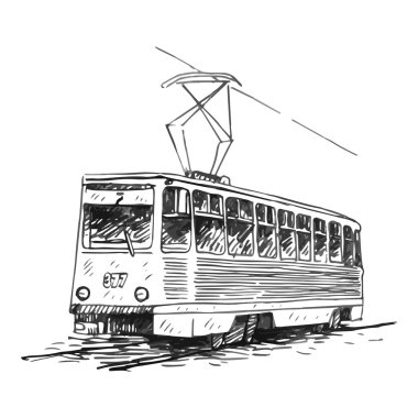 Retro tramvay. Resim vintage taşıma.