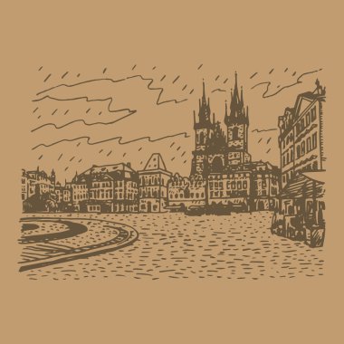 Eski Şehir Meydanı, kilise Our Lady önce Tyn, Prague, Çek Cumhuriyeti.