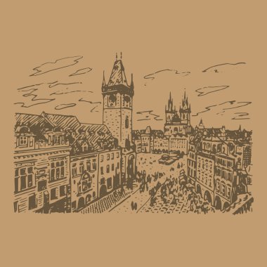 Astronomik saat kulesi ve eski şehir Meydanı Prag, Çek Cumhuriyeti.