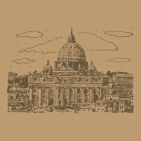 Basílica de San Pedro en vatican, roma, italia. — Vector de stock