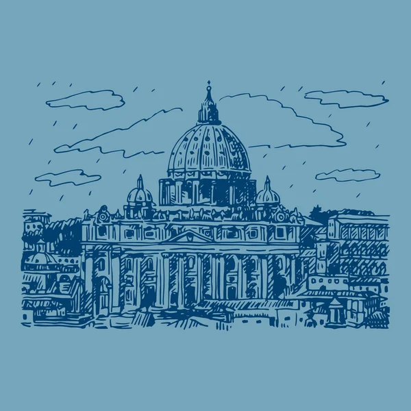 St. Peter's basilica in Vatican, Rome, Italy. — Stock Vector