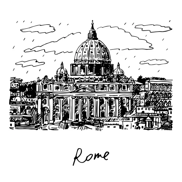 Basílica de São Pedro no Vaticano, Roma, Itália . — Vetor de Stock