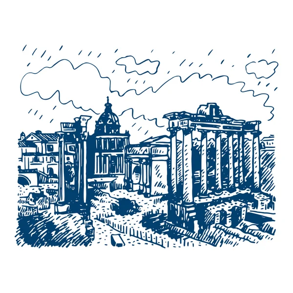 Foro romano en roma, italia. — Vector de stock