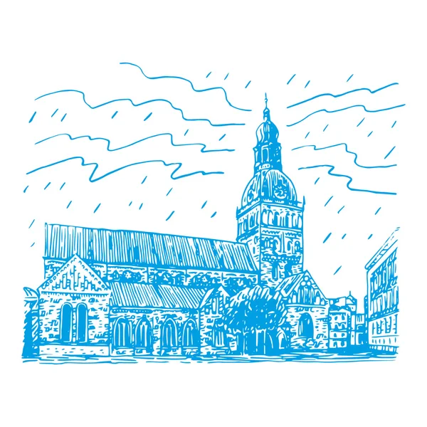 在拉脱维亚首都里加，福音派路德教会的大教堂. — 图库矢量图片