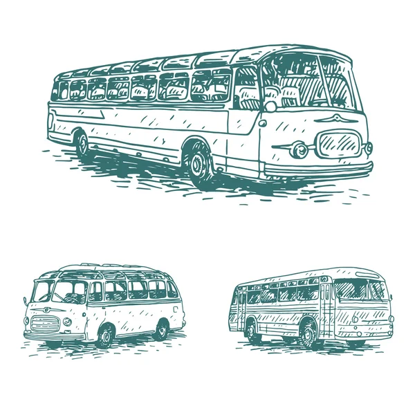 Conjunto de autobuses retro. Imagen de transporte vintage . — Vector de stock