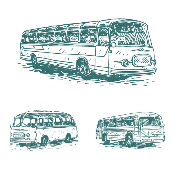 Набор ретро автобусов. Картинка старинного транспорта
.