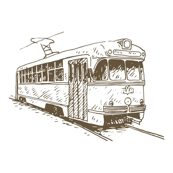 Retro tram. Picture of vintage transport. — Stock Vector