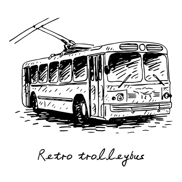 Ретро троллейбус. Картинка старинного транспорта . — стоковый вектор