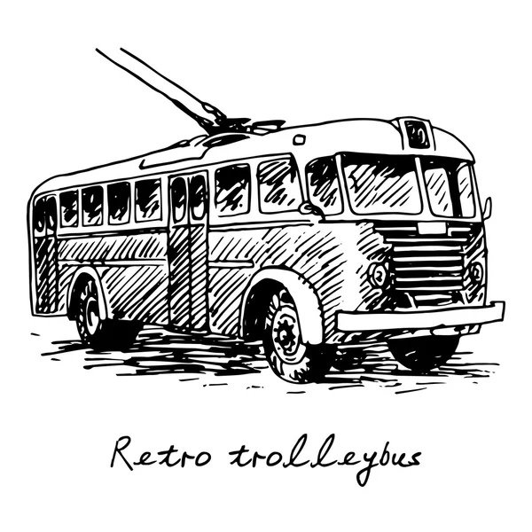 Retro trådbussar. Bild av vintage transport. — Stock vektor