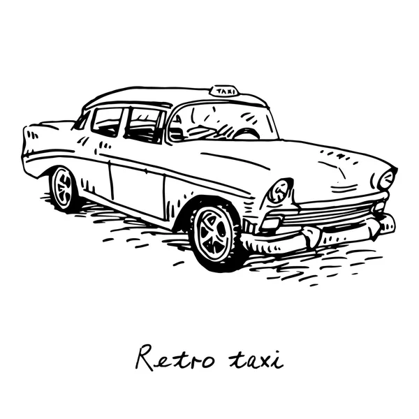 Retro-Taxi. Oldtimer-Transport. — Stockvektor