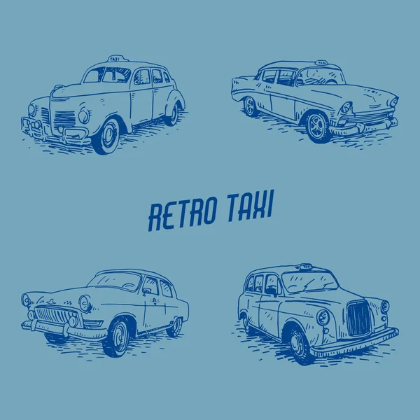 Set of vintage taxi. Retro transport. — Stock Vector