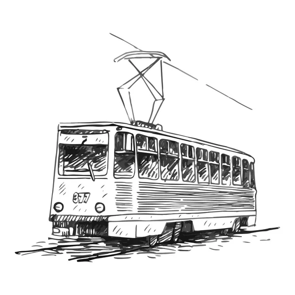 Retro tramwajem. Zdjęcie archiwalne transportu. — Wektor stockowy