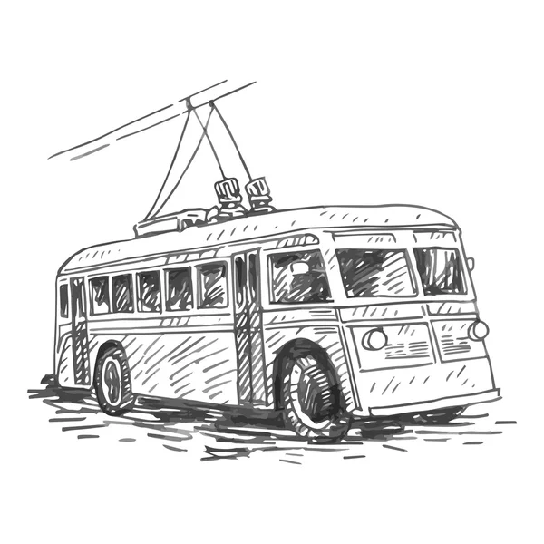 Retro trolejbus. Obraz vinobraní dopravní. — Stockový vektor