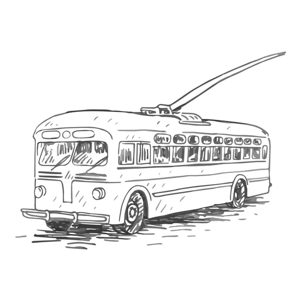 Retro trolejbus. Obraz vinobraní dopravní. — Stockový vektor