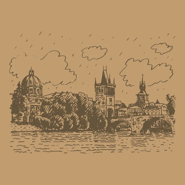 Pont Charles, Prague, République tchèque. — Image vectorielle