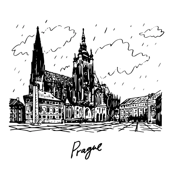 St Vitus katedral i Prag, Tjeckiska republiken. — Stock vektor