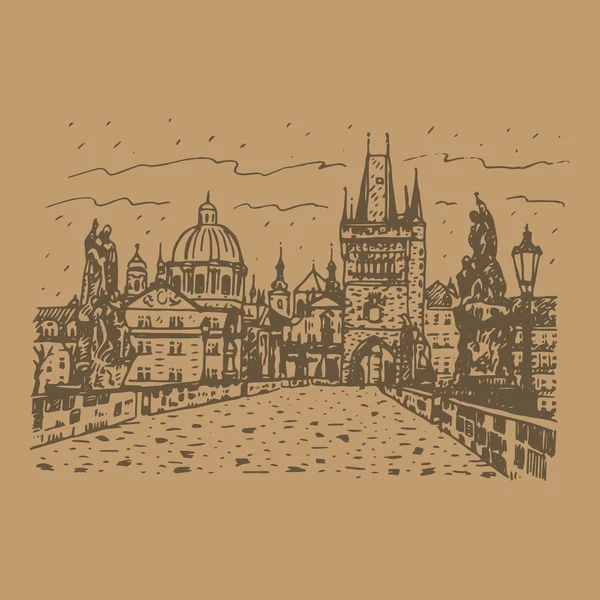 Vista desde el Puente de Carlos, Praga, República Checa . — Archivo Imágenes Vectoriales