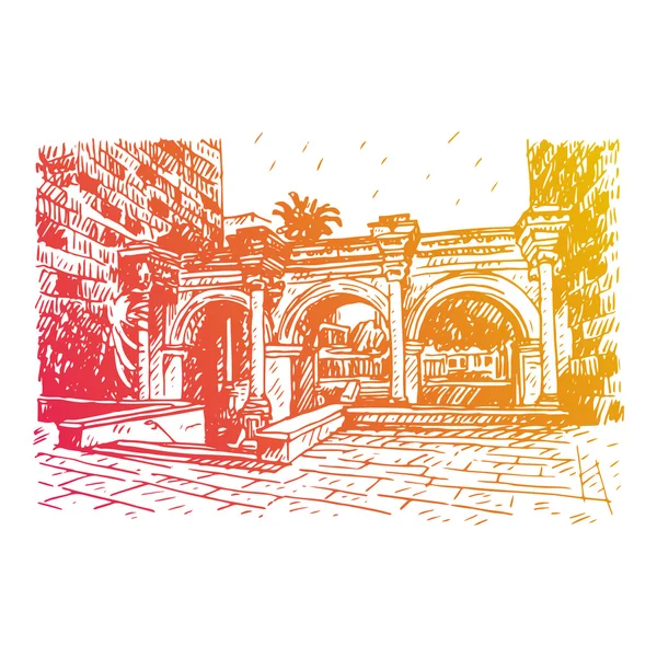 Puerta de Adriano en la ciudad vieja de Antalya, Turquía . — Archivo Imágenes Vectoriales
