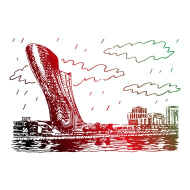 View of the Capital Gate Tower in Abu Dhabi, UAE. clipart