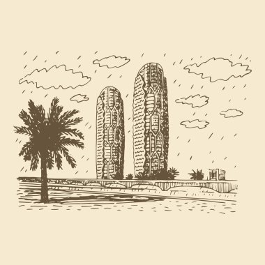 Al Bahr Towers in the city of Abu Dhabi, United Arab Emirates. clipart
