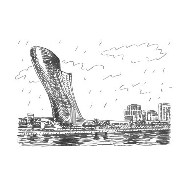 View of the Capital Gate Tower in Abu Dhabi, UAE. clipart