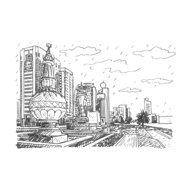 Monuments on the street in Abu Dhabi, United Arab Emirates. clipart
