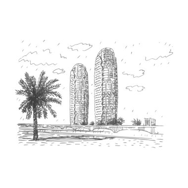 Al bahr kuleleri içinde city abu dhabi, Birleşik Arap Emirlikleri.