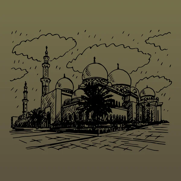 Xeque Zayed Grande Mesquita em Abu Dhabi, Emirados Árabes Unidos. —  Vetores de Stock