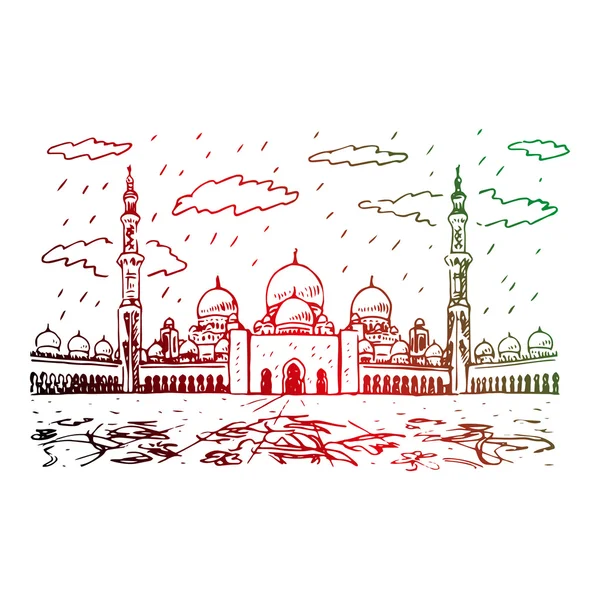 Sheikh Zayed Grand Mosque Abu Dhabi, Egyesült Arab Emírségek. — Stock Vector