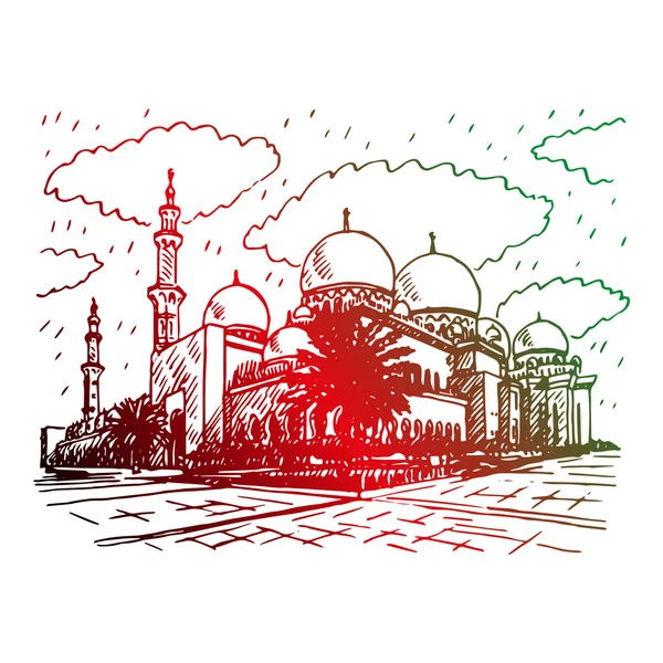 阿拉伯联合酋长国阿布扎比谢赫扎耶德大清真寺. — 图库矢量图片