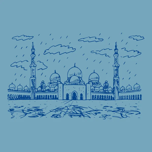 Sheikh Zayed Grande Mesquita em Abu Dhabi, Emirados Árabes Unidos. — Vetor de Stock