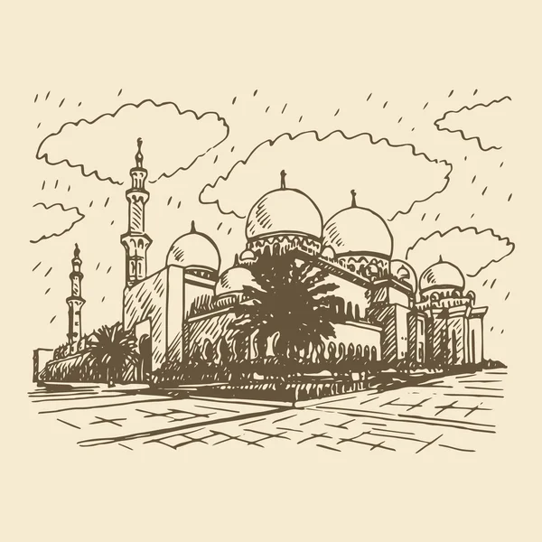 Mezquita Sheikh Zayed en Abu Dhabi, Emiratos Árabes Unidos. — Vector de stock