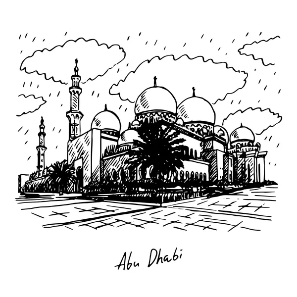 Grande mosquée Cheikh Zayed à Abu Dhabi, Émirats arabes unis. — Image vectorielle