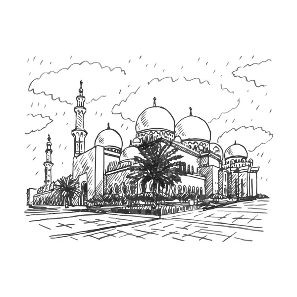 Sheikh Zayed Grand Mosque Abu Dhabi, Egyesült Arab Emírségek. — Stock Vector