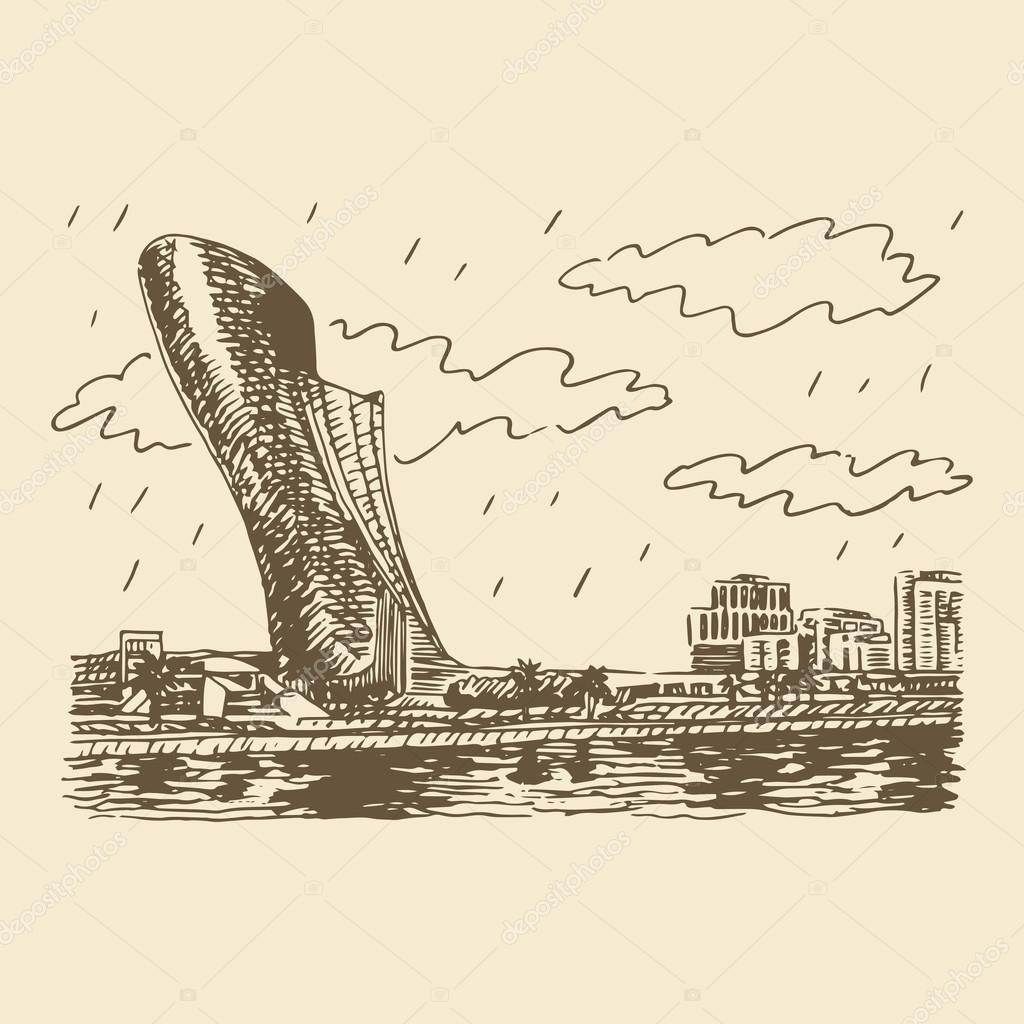 在阿布扎比，阿联酋首都城楼的视图. 图库矢量图©lookus 94272554