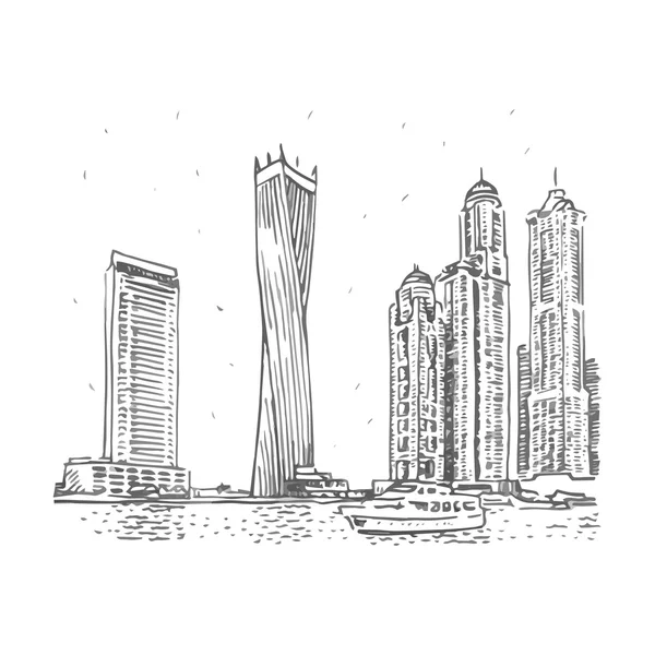 Torre Cayan, conocida como Infinity Tower . — Vector de stock