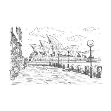 Yan görünümü Sydney Opera Binası Sydney, Avustralya.