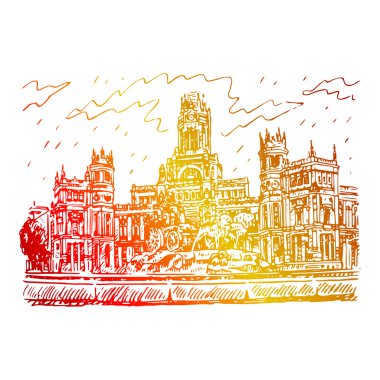 Kibele Sarayı ve Plaza Cibeles Madrid, İspanya, Çeşme.