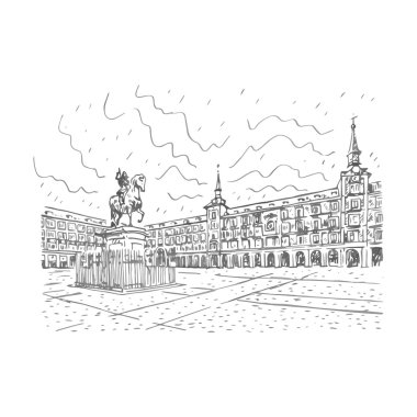Philip III Mayor plaza merkezi Madrid, İspanya'nın heykeli.